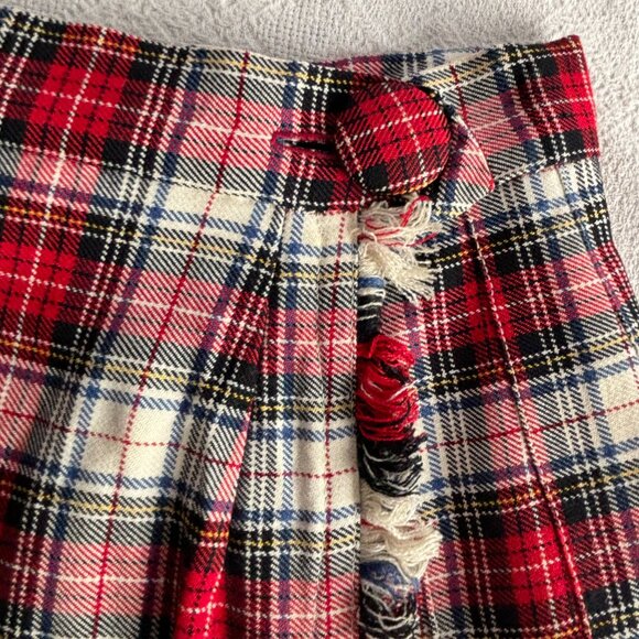 1950s 1960s Girl's Tartan Plaid Pleated Wrap Around Skirt Scottish Style - Picture 6 of 8